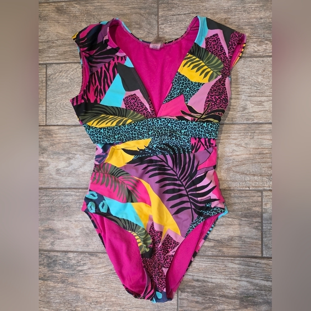Bleu Rob Beattie Vibrant Tropical Print Swimsuit Sz 6 Medium